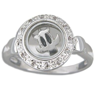 Sterling Silver Hawaiian Spinning HONU Ring with Clear CZ