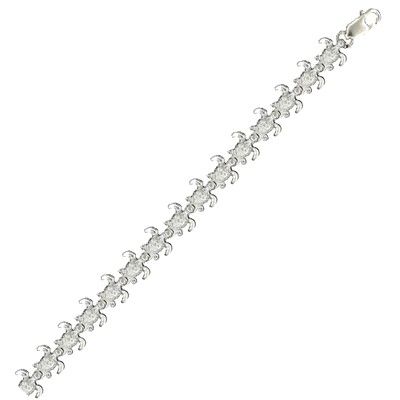 Sterling Silver 7MM Mini Hawaiian Sea Turtle Design Anklet