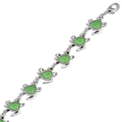 Sterling Silver Hawaiian Green Turquoise Honu Bracelet